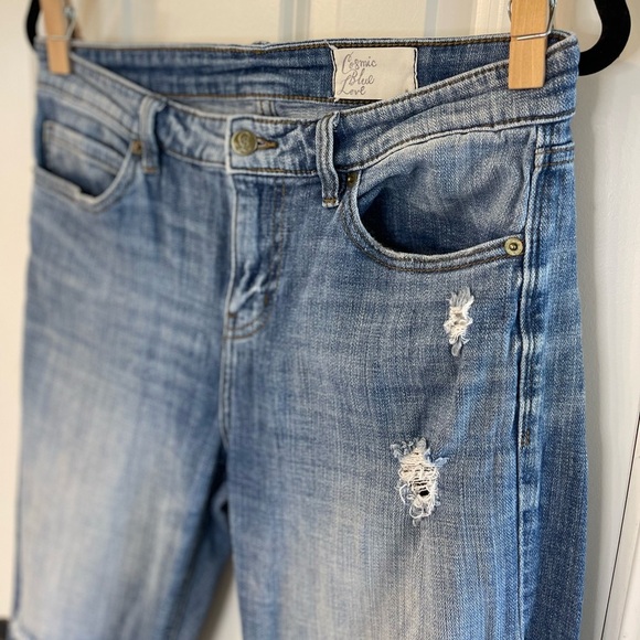 Cosmic Blue Love Distressed Blue Jeans Size 29 | stitchfix - Picture 2 of 6